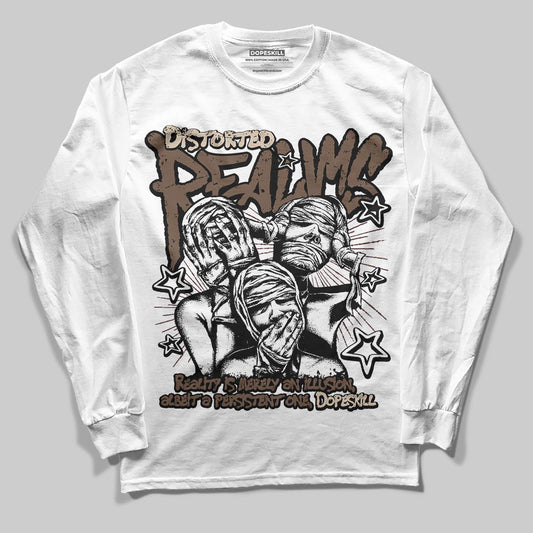A Ma Maniére x Air Jordan 4 “Dark Mocha” DopeSkill Long Sleeve T-Shirt Distorted Realms Graphic Streetwear - White
