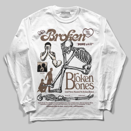 A Ma Maniére x Air Jordan 4 “Dark Mocha” DopeSkill Long Sleeve T-Shirt Broken Bones Graphic Streetwear - White