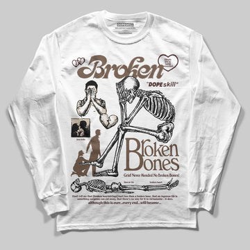 A Ma Maniére x Air Jordan 4 “Dark Mocha” DopeSkill Long Sleeve T-Shirt Broken Bones Graphic Streetwear - White