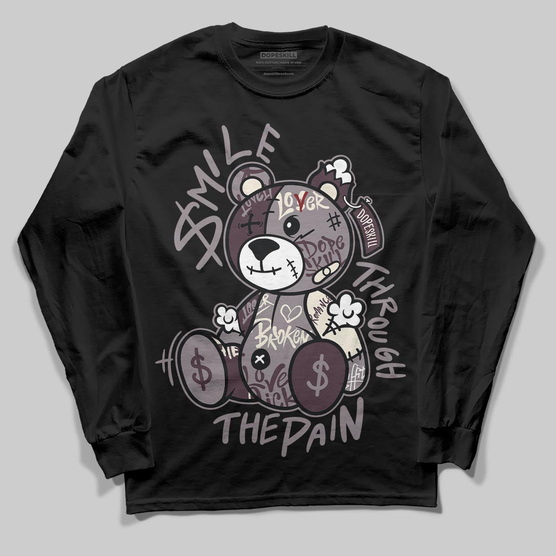 A Ma Maniére x Air Jordan 6 Retro “Smoky Mauve”⁠ DopeSkill Long Sleeve T-Shirt Smile Through The Pain Graphic Streetwear - Black