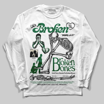 Jordan 13 GS “Pine Green” DopeSkill Long Sleeve T-Shirt Broken Bones Graphic Streetwear - White