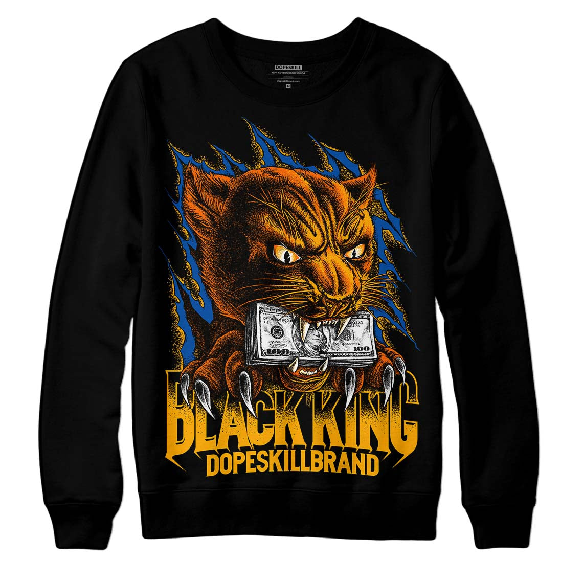 Dunk Blue Jay and University Gold DopeSkill Sweatshirt Black King Graphic Streetwear - Black