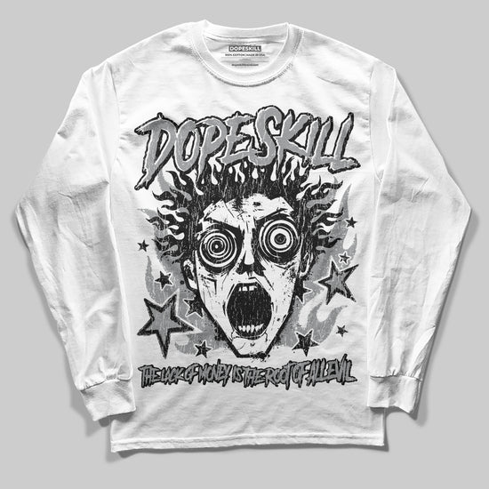 Jordan 5 Retro Wolf Grey (2026) DopeSkill Long Sleeve T-Shirt Root of Evil Graphic Streetwear - White 