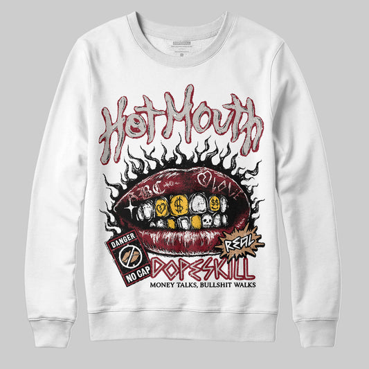 Adidas SAMBA OG ‘Collegiate Burgundy’ DopeSkill Sweatshirt Hot Mouth Graphic Streetwear - White