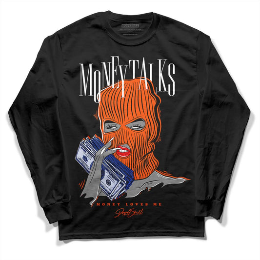 Dunk Low Futura Orange Blaze DopeSkill Long Sleeve T-Shirt Money Talks Graphic Streetwear - Black