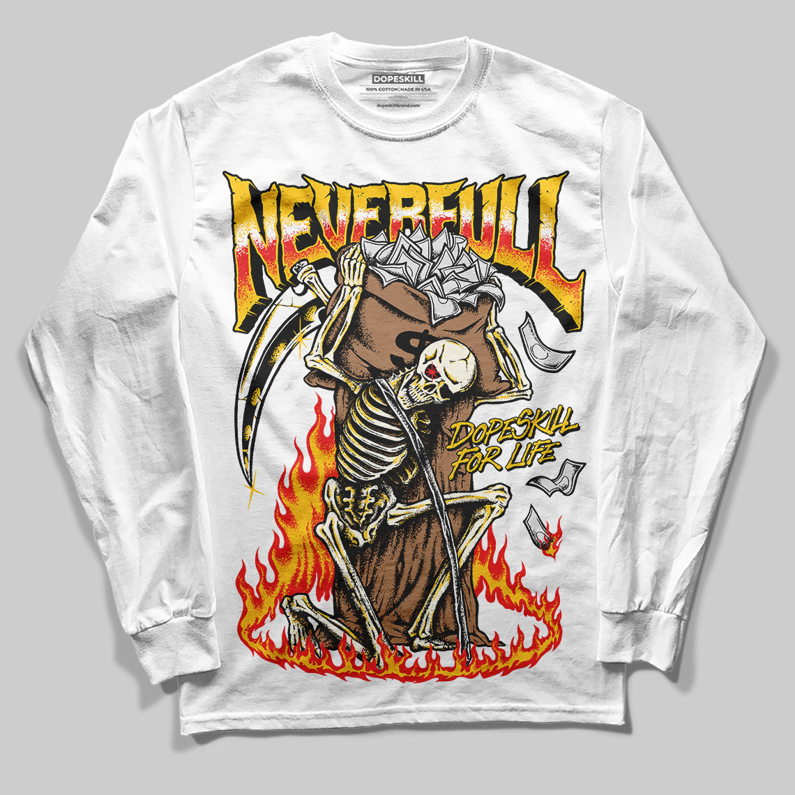 Yellow Sneakers DopeSkill Long Sleeve T-Shirt NeverFull Graphic Streetwear - White