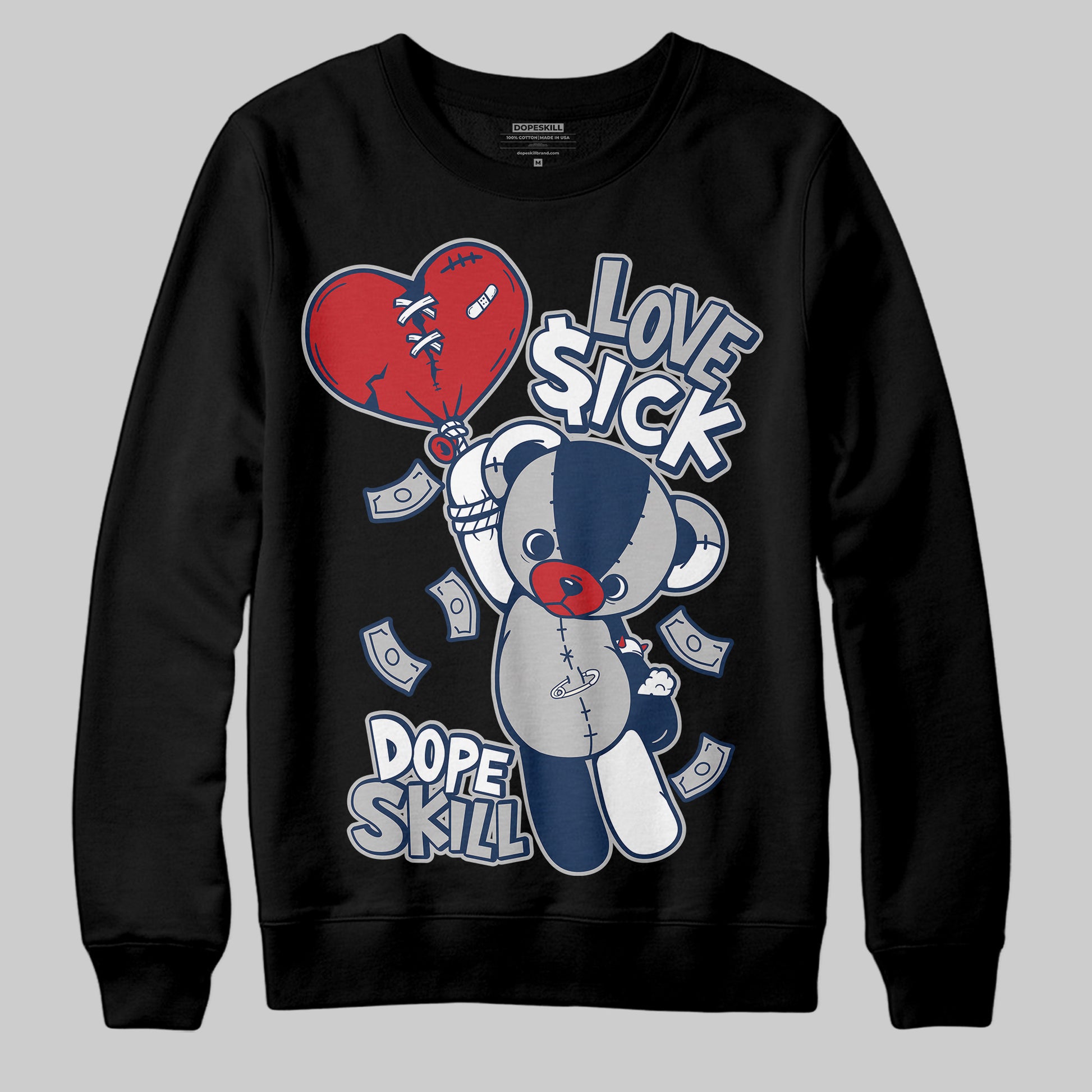 Jordan 4 SB “Summit White/Navy” DopeSkill Sweatshirt Love Sick Graphic Streetwear - Black