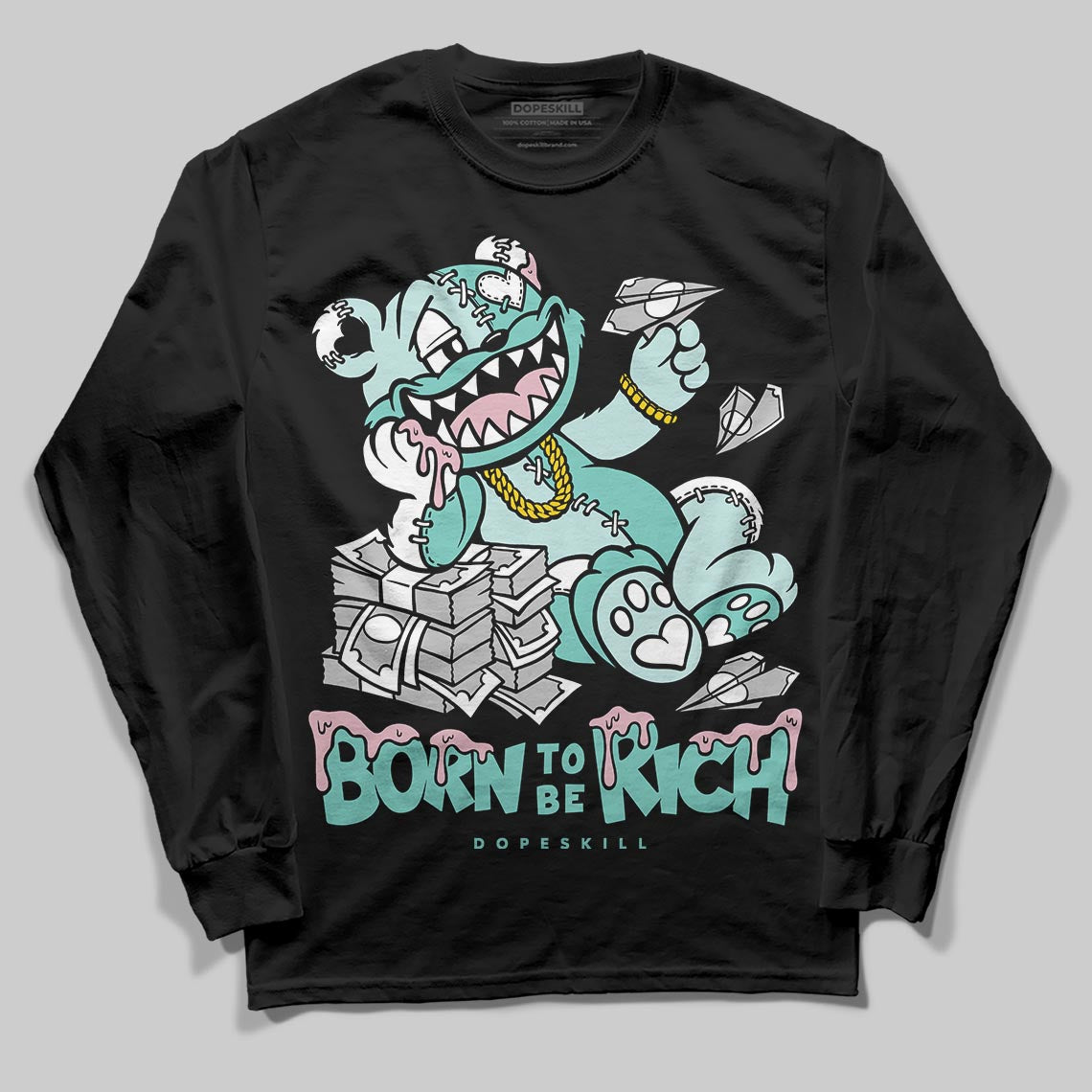Jordan 11 Low "Igloo" DopeSkill Long Sleeve T-Shirt Born To Be Rich Graphic Streetwear - black