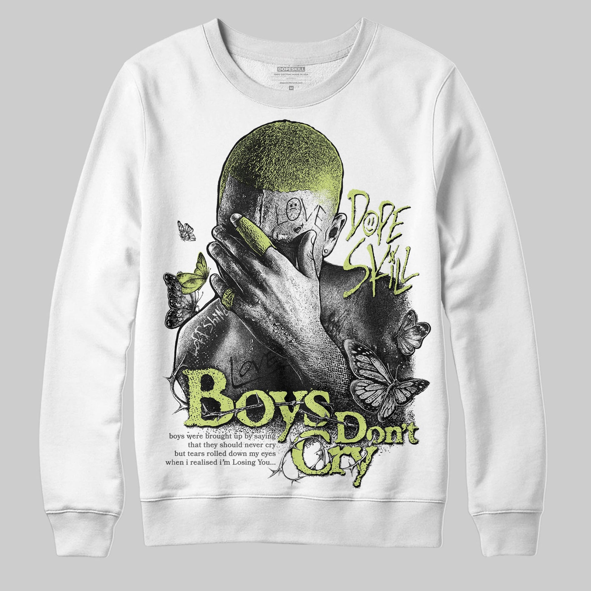 Jordan 4 GS “Light Lemon Twist” DopeSkill Sweatshirt Boys Don't Cry Graphic Streetwear - White 