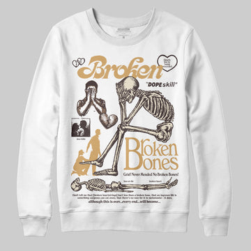 Jordan 5 “Earth/Metallic Gold” DopeSkill Sweatshirt Broken Bones Graphic Streetwear - White