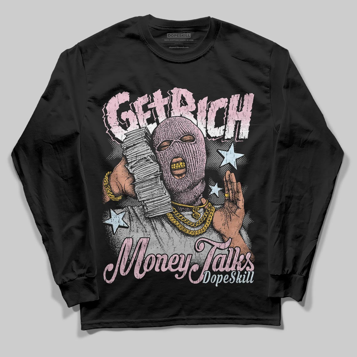Jordan 5 OG “35th Anniversary” DopeSkill Long Sleeve T-Shirt Get Rich Graphic Streetwear - Black