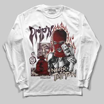 Adidas Samba OG Maroon Gold Metallic DopeSkill Long Sleeve T-Shirt Drip'n Never Tripp'n Graphic Streetwear - White