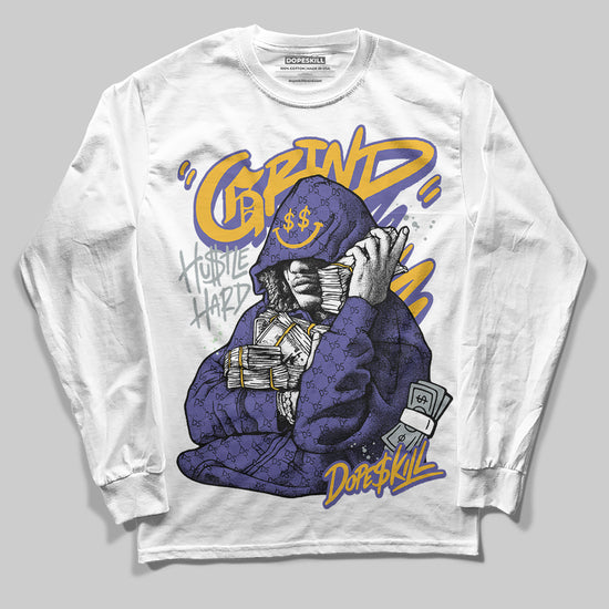 Jordan 4 Retro Lakers DopeSkill Long Sleeve T-Shirt Grind Pray Graphic Streetwear - White