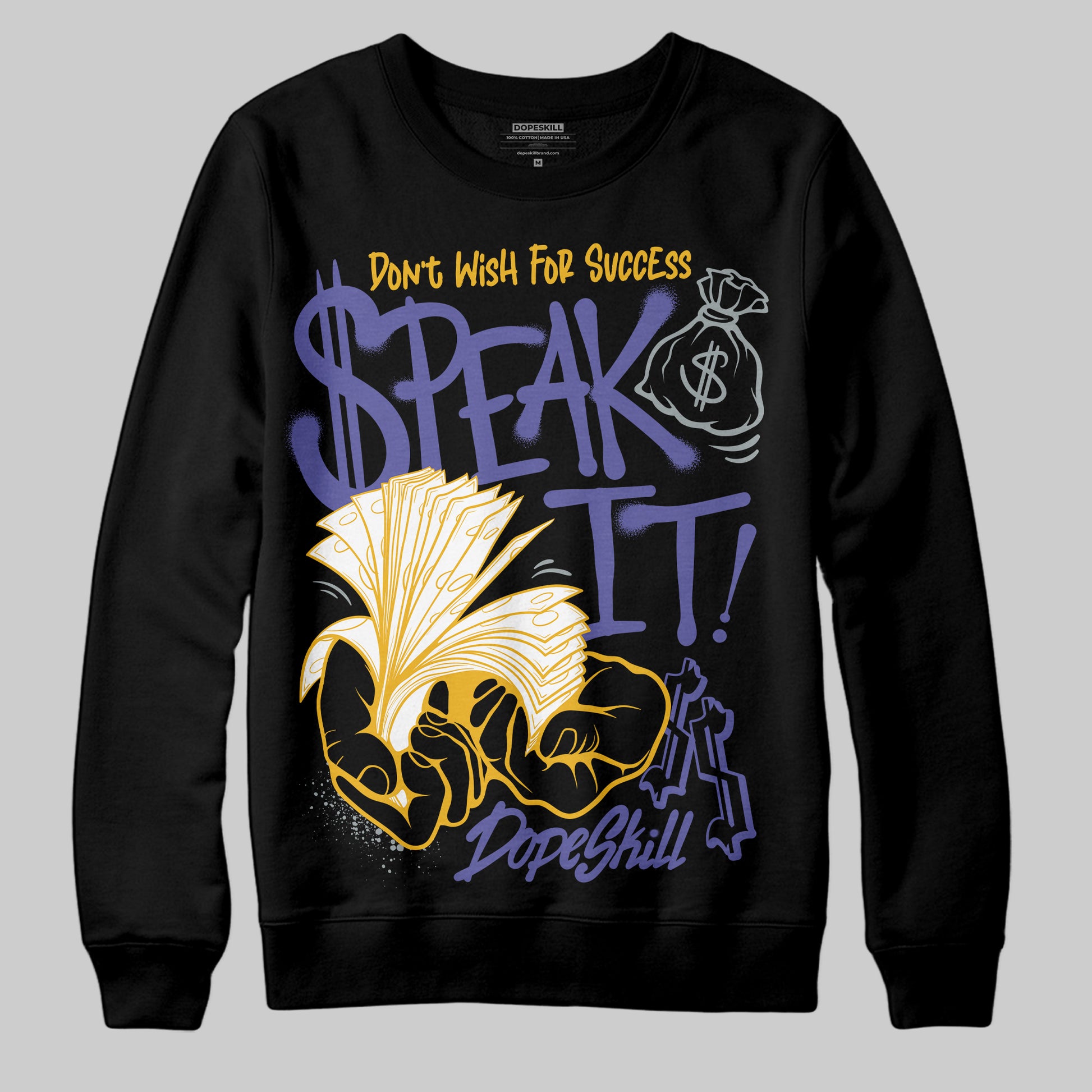 Jordan 4 Retro Lakers DopeSkill Sweatshirt Speak It Graphic Streetwear - black