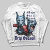 University Blue Sneakers DopeSkill Long Sleeve T-Shirt New Drip Season Graphic Streetwear  - White