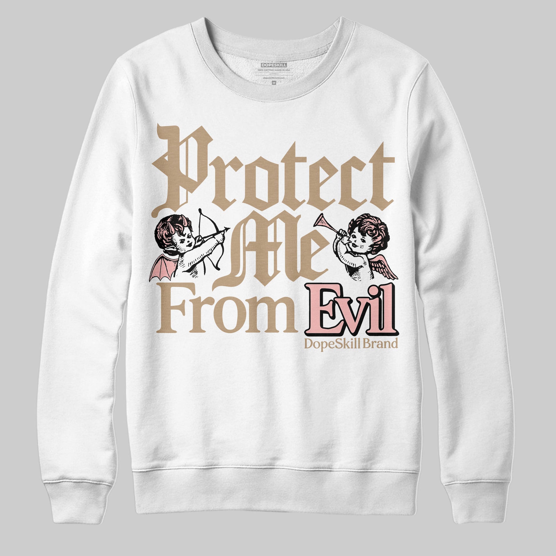 Nike Air Force 1 Low Canvas “Linen” DopeSkill Sweatshirt Protect Me From Evil Graphic Streetwear - White