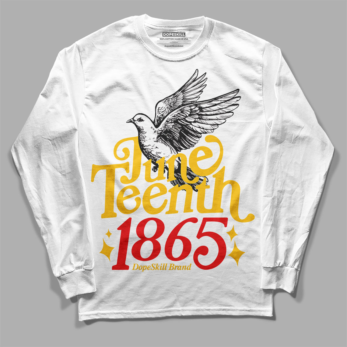 Yellow Sneakers DopeSkill Long Sleeve T-Shirt Juneteenth 1865 Graphic Streetwear - White