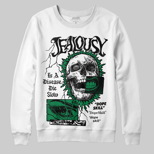 Green Sneakers DopeSkill Sweatshirt Jealousy Graphic Streetwear - White 