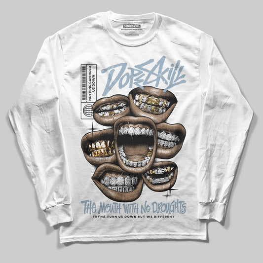 Jordan 40 “Blue Suede” DopeSkill Long Sleeve T-Shirt The Mouth With No Droughts Graphic Streetwear - White