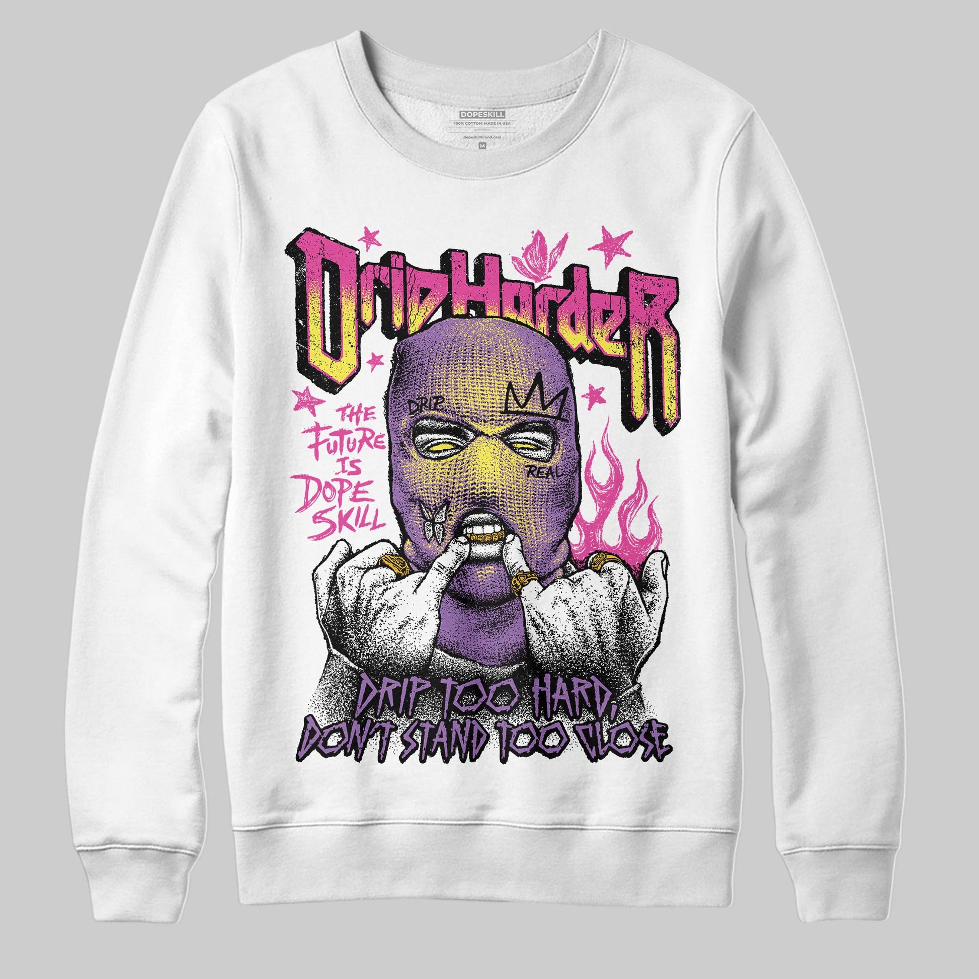 PURPLE Sneakers DopeSkill Sweatshirt Drip Harder Graphic Streetwear - White 