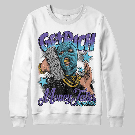 Jordan 8 Retro 'Aqua' 2025 DopeSkill Sweatshirt Get Rich Graphic Streetwear - White