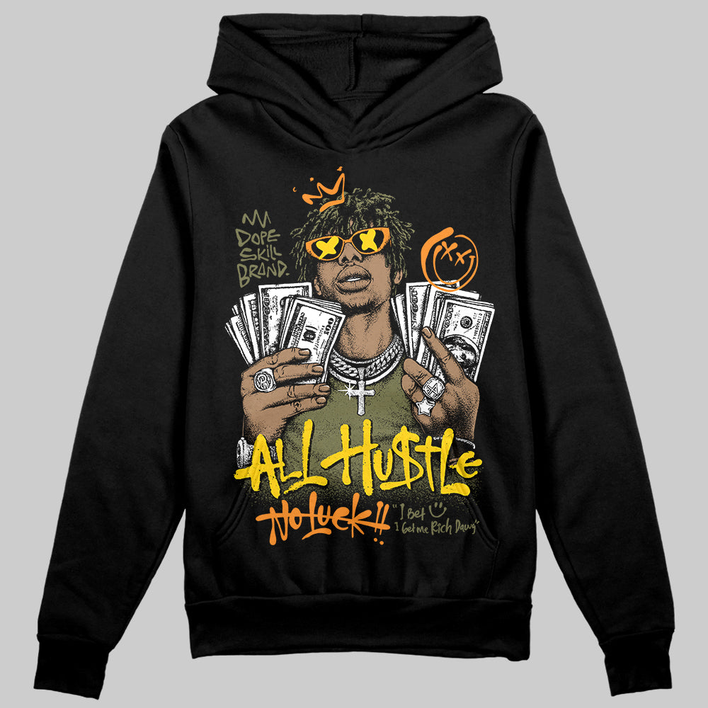 Olive Sneakers DopeSkill Hoodie All Hustle No Luck Graphic Streetwear - Black