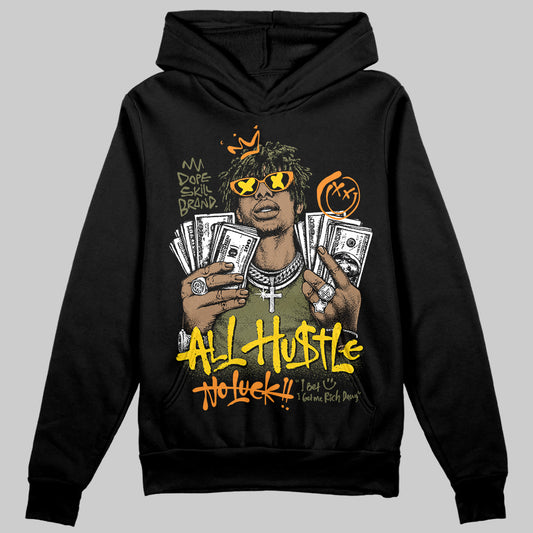 Olive Sneakers DopeSkill Hoodie All Hustle No Luck Graphic Streetwear - Black