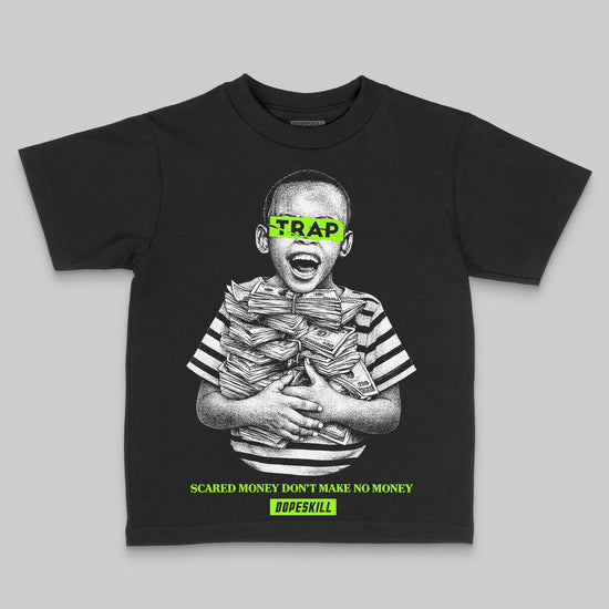 Neon Green Sneakers DopeSkill Toddler Kids T-shirt Scared Money Don't Make No Money Graphic Streetwear - Black