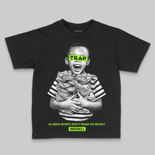 Neon Green Sneakers DopeSkill Toddler Kids T-shirt Scared Money Don't Make No Money Graphic Streetwear - Black