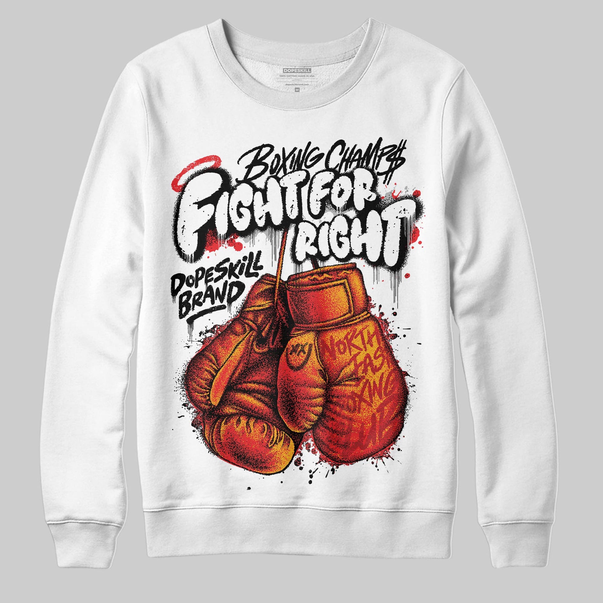 Black and White Sneakers DopeSkill Sweatshirt Fight For Right Graphic Streetwear - White 