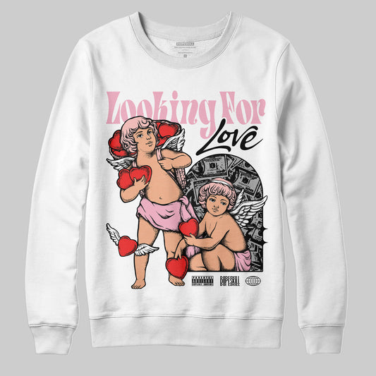 AMIRI White & Pink Stars Court Sneakers DopeSkill Sweatshirt Looking For Love Graphic Streetwear - White