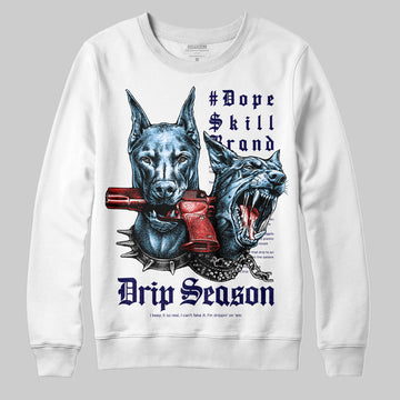 University Blue Sneakers DopeSkill Sweatshirt New Drip Season Graphic Streetwear - WHite 