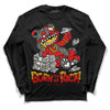 Jordan 3 Fire Red DopeSkill Long Sleeve T-Shirt Born To Be Rich Graphic Streetwear - Black