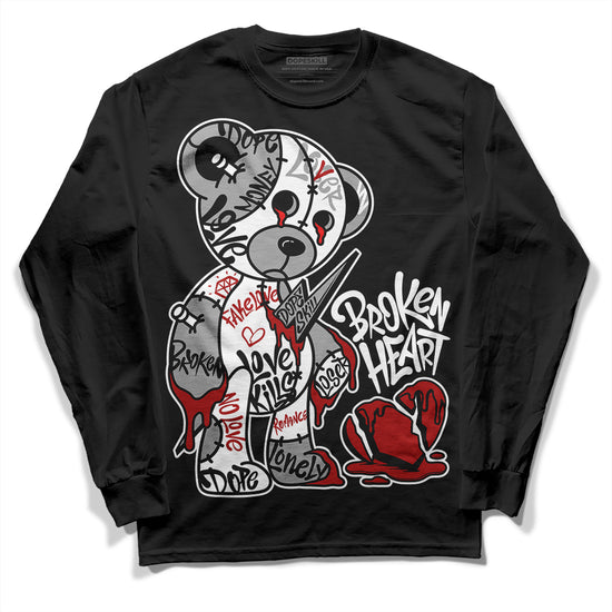 Jordan 14 "Black/White" DopeSkill Long Sleeve T-Shirt Broken Heart Graphic Streetwear - Black