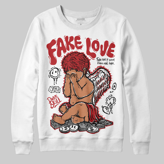 Jordan 1 Retro High OG Black Toe Reimagined DopeSkill Sweatshirt False Love Graphic Streetwear - White