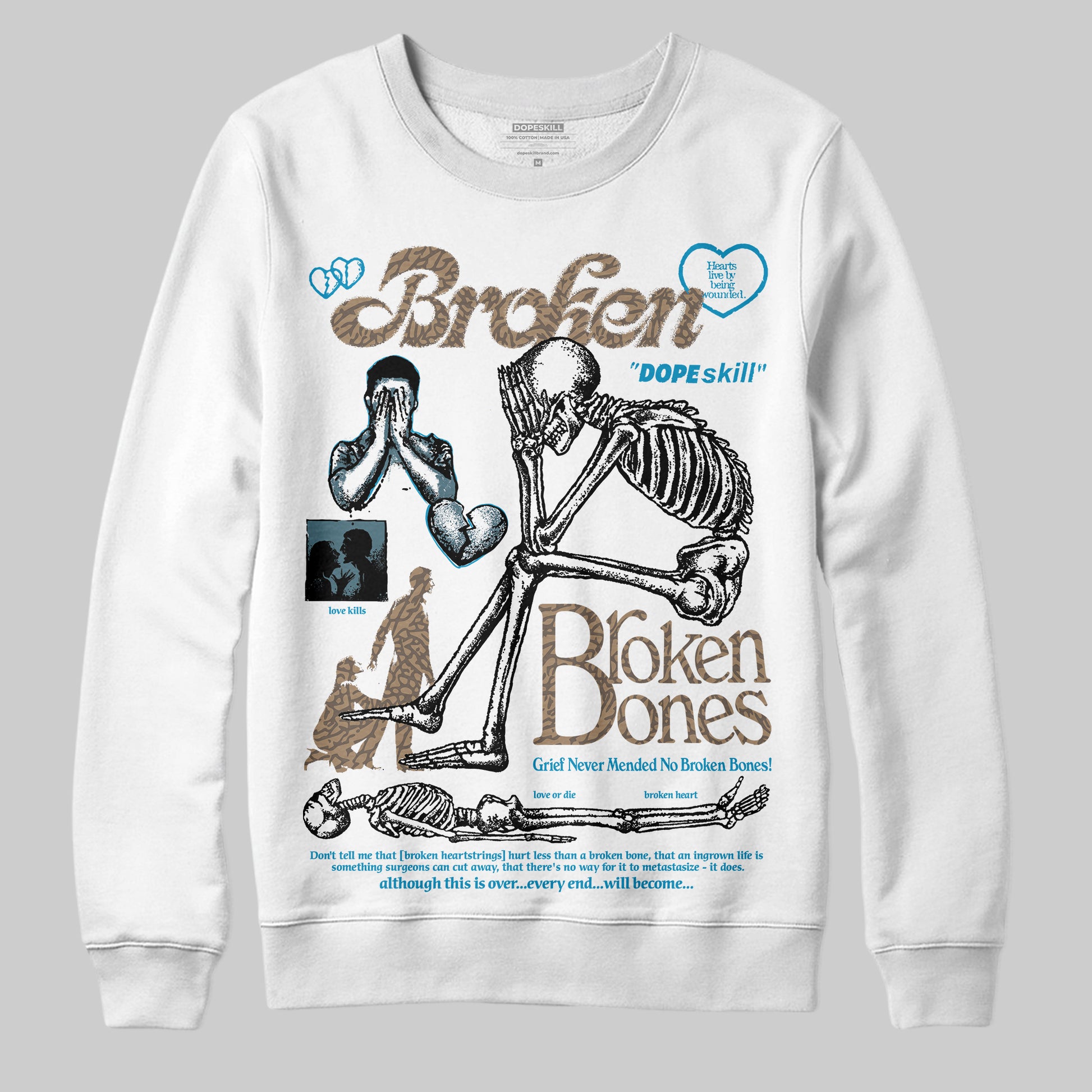 Jordan 3 GS “We Outside” DopeSkill Sweatshirt Broken Bones Graphic Streetwear - White