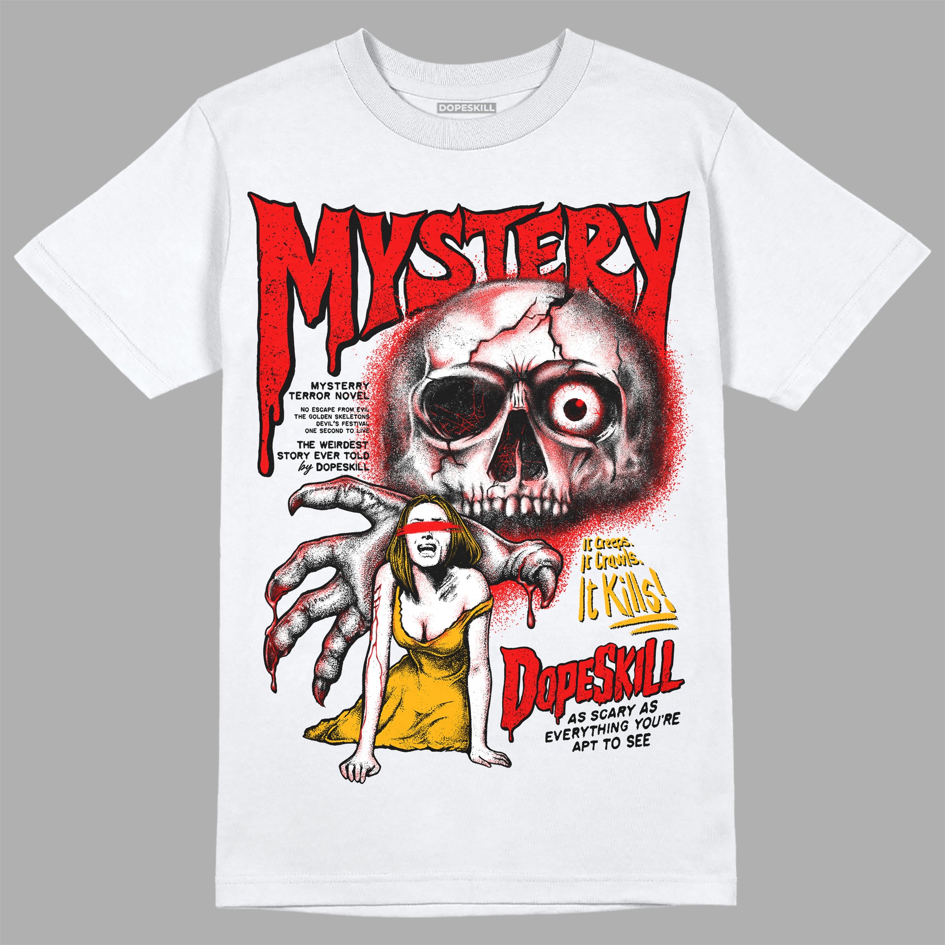 Red Sneakers DopeSkill T-Shirt Mystery Ghostly Grasp Graphic Streetwear - Black