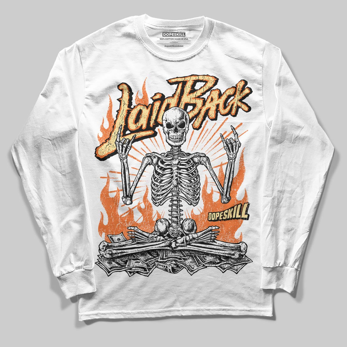 Orange, Black and White Sneakers DopeSkill Long Sleeve T-Shirt Laid Back Graphic Streetwear - White