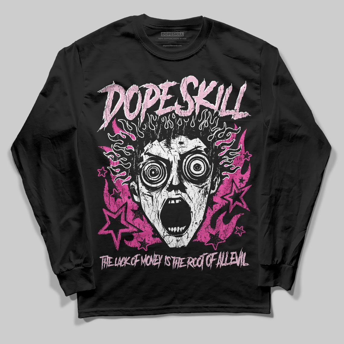Pink Sneakers DopeSkill Long Sleeve T-Shirt Root of Evil Graphic Streetwear - black