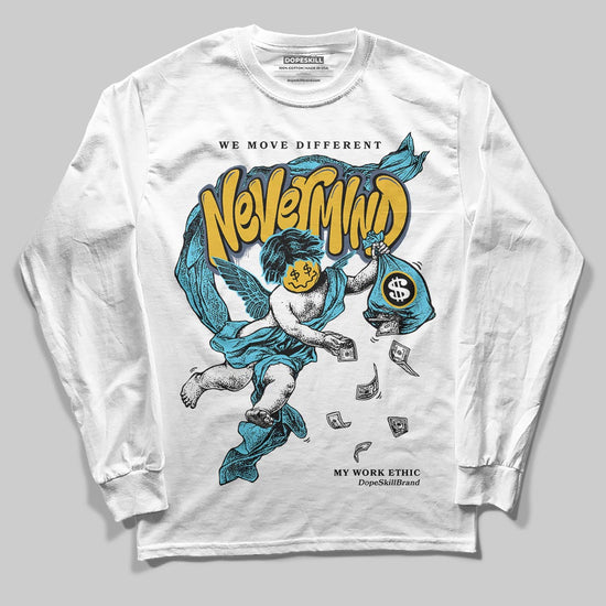 Jordan 11 Retro Gamma Blue (2025) DopeSkill Long Sleeve T-Shirt Nevermind Graphic Streetwear - White