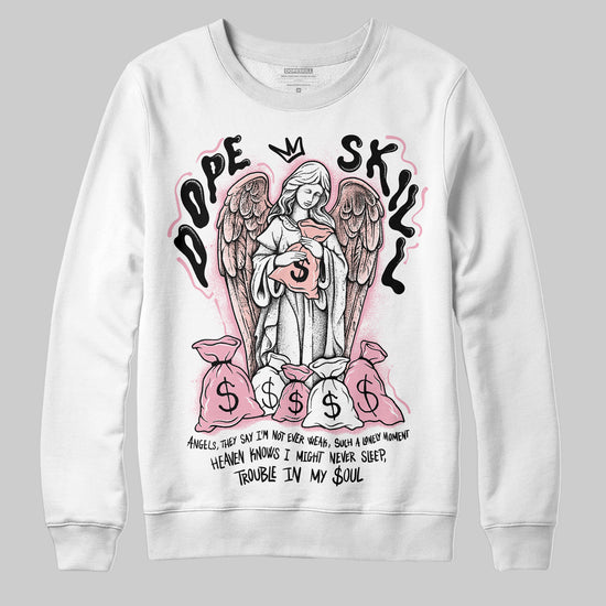 AMIRI White & Pink Stars Court Sneakers DopeSkill Sweatshirt Angels Graphic Streetwear - White