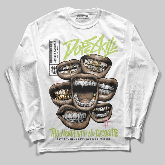 Chase B x Travis Scott x Jordan Jumpman Jack DopeSkill Long Sleeve T-Shirt The Mouth With No Droughts Graphic Streetwear - White