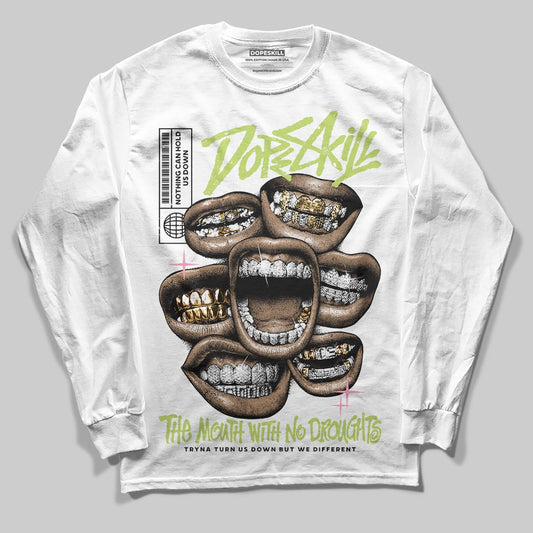 Chase B x Travis Scott x Jordan Jumpman Jack DopeSkill Long Sleeve T-Shirt The Mouth With No Droughts Graphic Streetwear - White