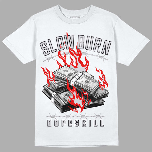 Jordan 2 Retro "Black Cement" DopeSkill T-Shirt Slow Burn Graphic Streetwear - White 