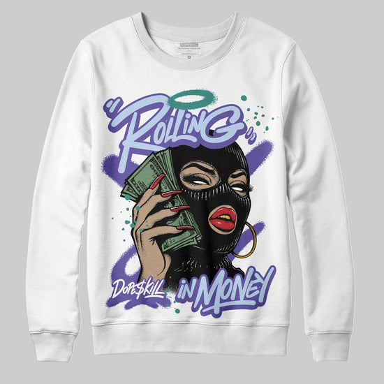 Jordan 5 OG “Grape” DopeSkill Sweatshirt Rolling in Money Graphic Streetwear - White 