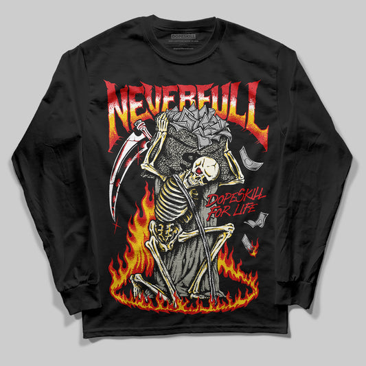 Jordan 3 Fire Red DopeSkill Long Sleeve T-Shirt NeverFull Graphic Streetwear - Black