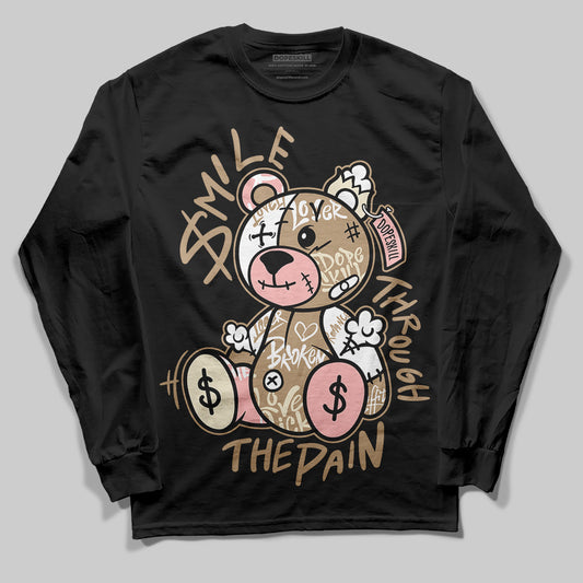 Nike Air Force 1 Low Canvas “Linen” DopeSkill Long Sleeve T-Shirt Smile Through The Pain Graphic Streetwear - Black
