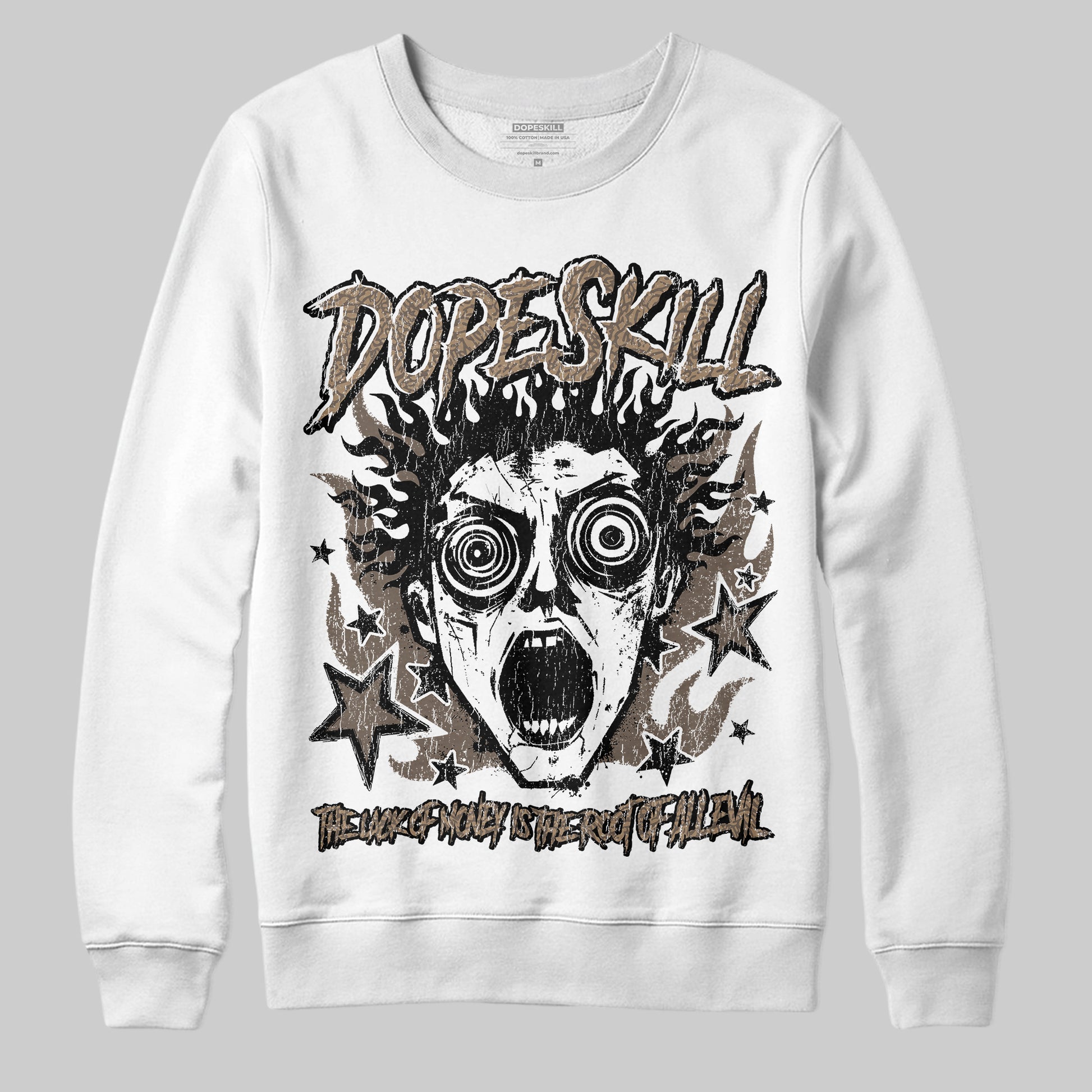 Jordan 3 GS “We Outside” DopeSkill Sweatshirt Root of Evil Graphic Streetwear - White