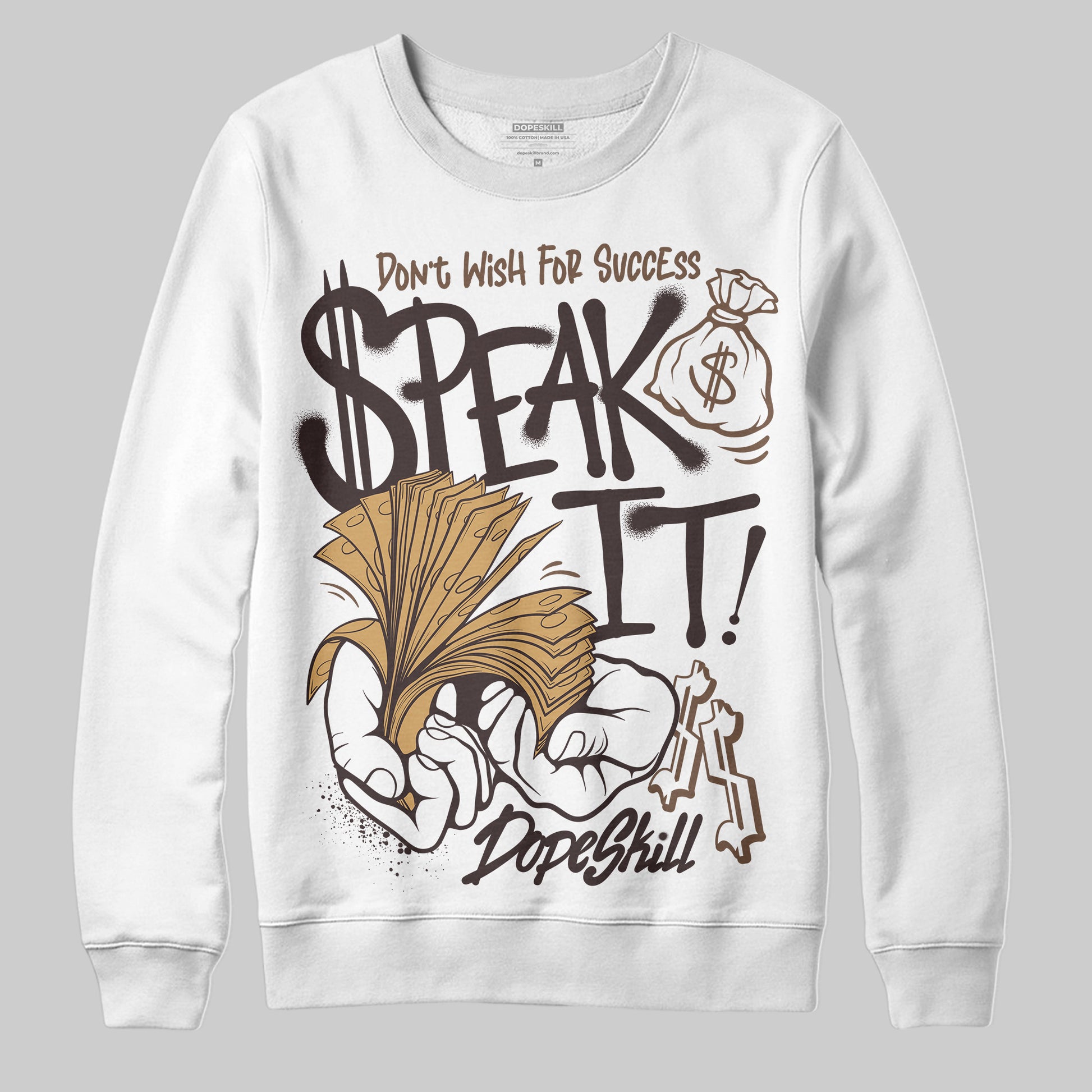 Jordan 5 “Earth/Metallic Gold” DopeSkill Sweatshirt Speak It Graphic Streetwear - White