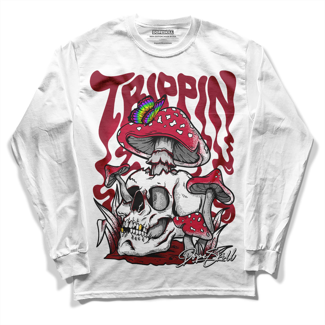 Jordan 1 Retro High '85 OG Metallic Burgundy DopeSkill Long Sleeve T-Shirt Trippin Graphic Streetwear - WHite